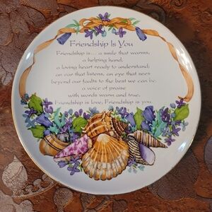 Friendship Is You Porcelain Plate‎ Gold Rim Heirloom Editions by Paula Gift Idea